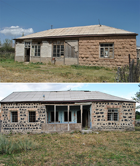 Former Azerbaijani houses in the village of Mets Masrik, Gegharkunik province of Armenia