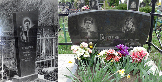 On the left is the grave of Alexei’s father in Azerbaijan, on the right is a memorial stone over the grave of his mother in Kramatorsk with a picture of his father from the old grave. Photo taken in 2019